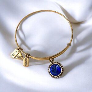 Alex and Ani September Sapphire Birthstone Charm Bracelet Gold Expands 2"- 3.5"